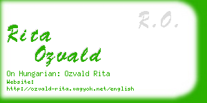 rita ozvald business card